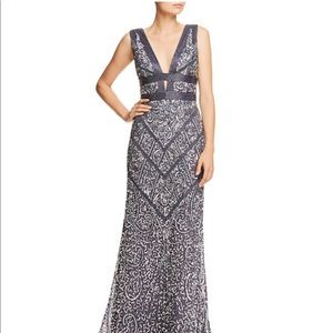 Aidan Mattox Gunmetal Beaded Formal Gown